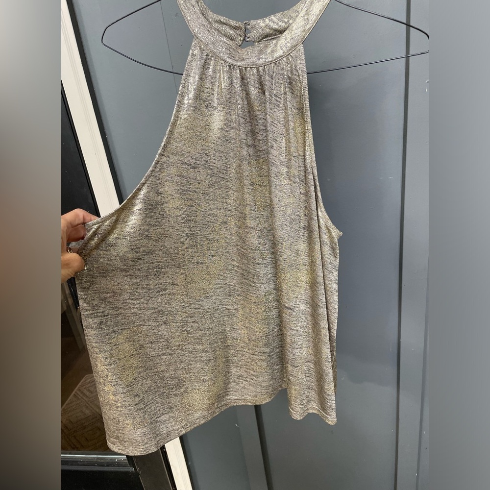 Sandy Liang Metallic Gold and Black Top